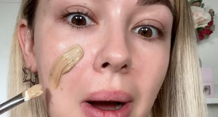 Woman applying DIY foundation